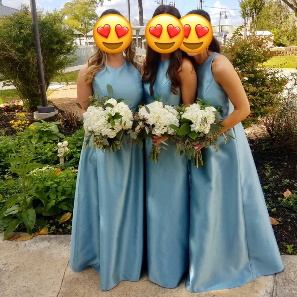 Alfred Sung Style D707 Smoke Blue bridesmaid dress - Picture 1 of 4